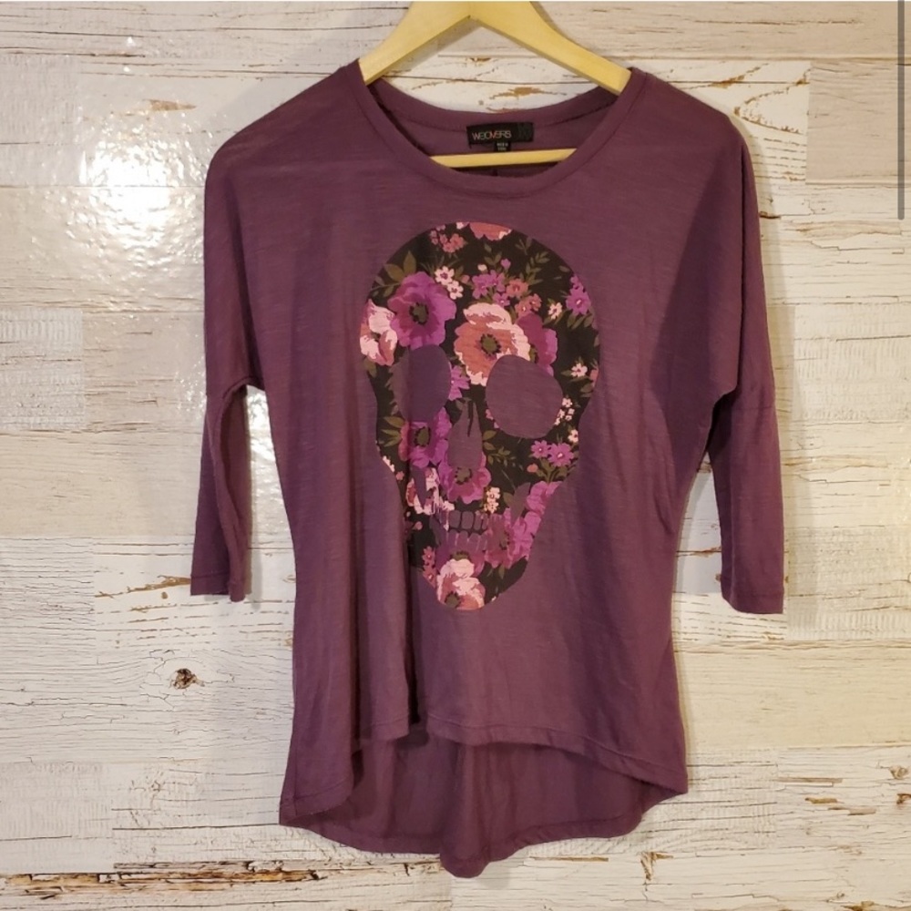 Skull Graphic Purple High Low Tee | Weavers | D